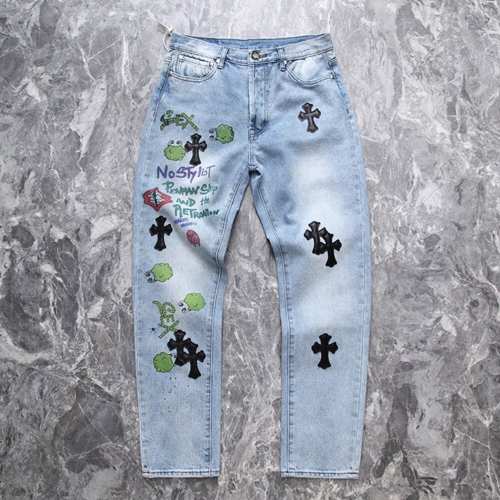 Chrome Hearts Logo Blue Jeans